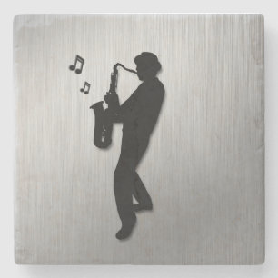 Saxophone Player Silver Steinuntersetzer