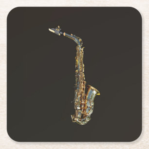 Saxophone Rechteckiger Pappuntersetzer