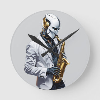 saxophone robot runde wanduhr