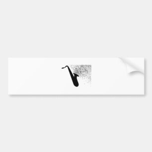 Saxophone-Silhouette mit musikalischen Anmerkungen Autoaufkleber