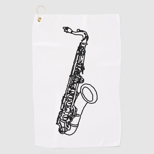 Saxophone Sketch Golfhandtuch (Vorderseite)