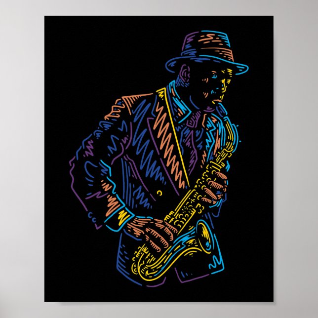 Saxophone-Spieler abstrakte Kunst Poster (Vorne)
