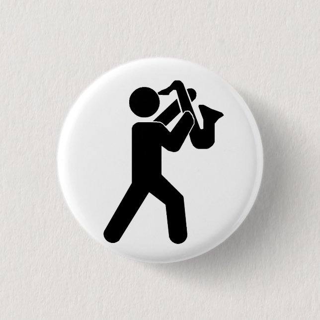Saxophone-Spieler-Button Button (Vorderseite)