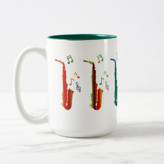 Saxophone und "musikalische Noten" Zwei-Tone-Tasse Zweifarbige Tasse