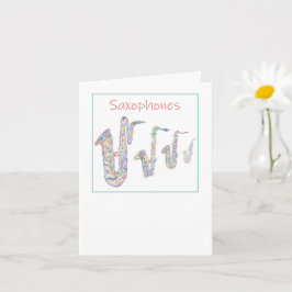 Saxophones Jazz Line Art Faltes Grußkarte Karte