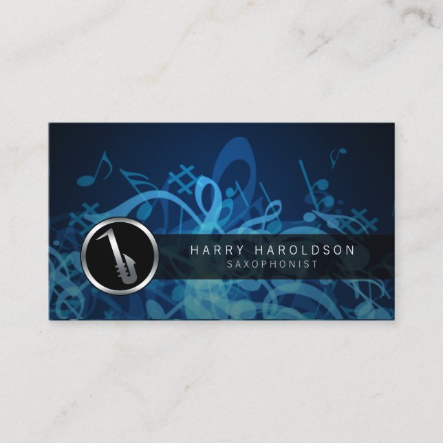 Saxophonist, kühne saxophone Icon Business Card Visitenkarte (Vorderseite)