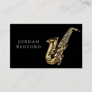 Saxophonist Musician Music Teacher Black Visitenkarte