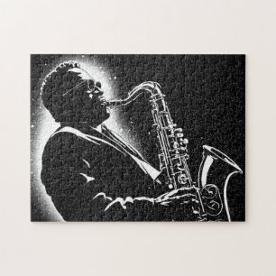 Saxophonspieler im Grafikstil der 50er Jahre in Sc