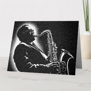 Saxophonspieler im Grafikstil der 50er Jahre in Sc Karte