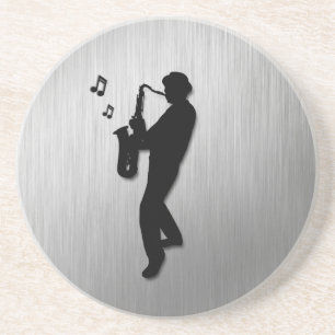 Saxophonspieler Silber Sandstein Untersetzer