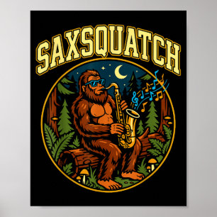 Saxsquatch Bigfoot Saxophonspieler Jazz Musik Humo Poster
