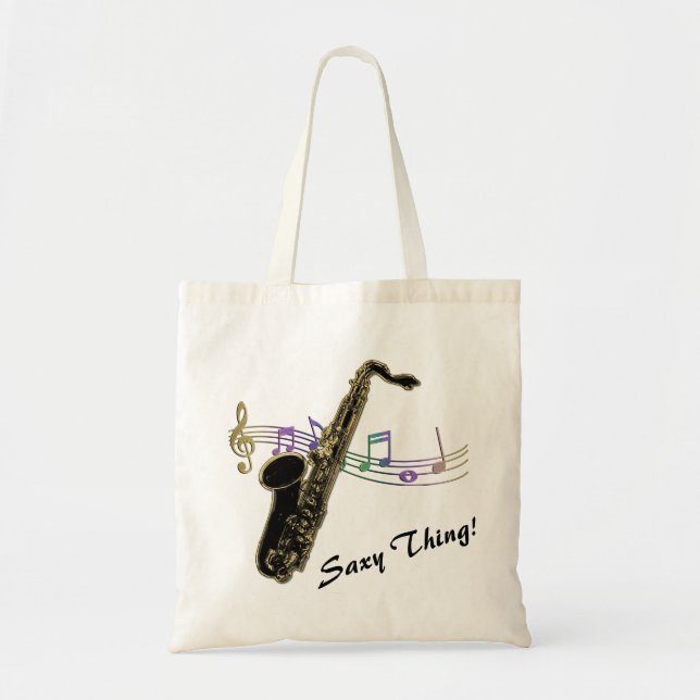 Saxy Sache! Regenbogen merkt Saxophon-Musik-Tasche Tragetasche (Vorne)