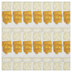 Say Cheese Cheddar Swiss Brie Cheeses Food Print Stoff
