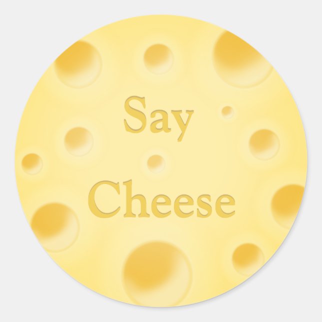 "Say Cheese" Niedlicher Holey Swiss Cheese Runder Aufkleber (Vorderseite)