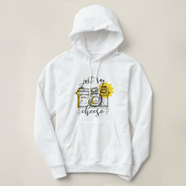 "Say Cheese" Retro Camera Fotograf Fotografie Hoodie (Design vorne)