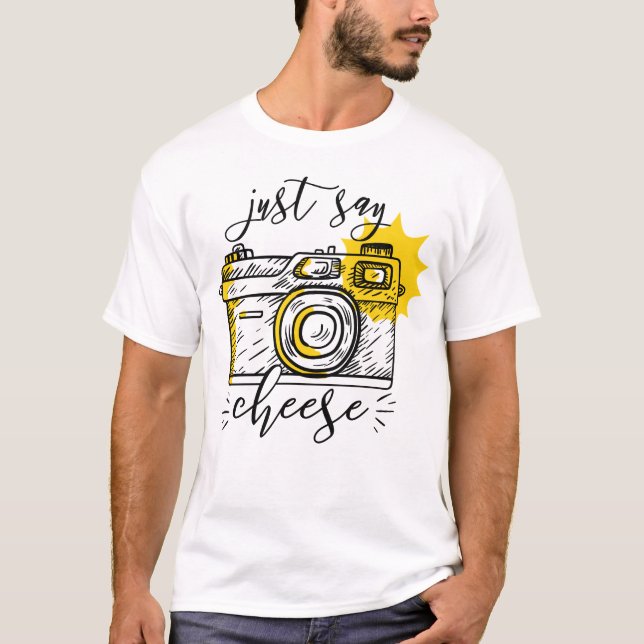 "Say Cheese" Retro Camera Fotograf Fotografie T-Shirt (Vorderseite)
