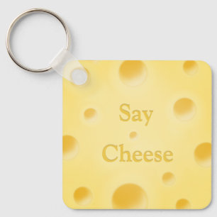 "Say Cheese" Süße gelbe Käsescheibe individuell Schlüsselanhänger