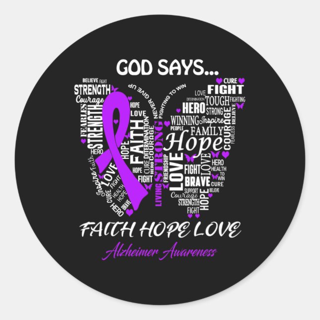 Say Faith Hope Liebe Alzheimerheimer Awareness Gif Runder Aufkleber (Vorderseite)