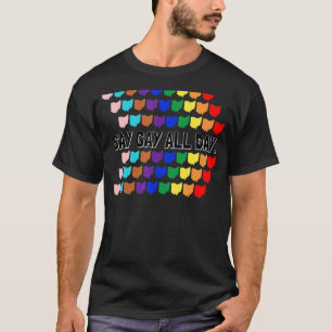 Say Gay All Day Prix Transgender Rainbow Blume L T-Shirt