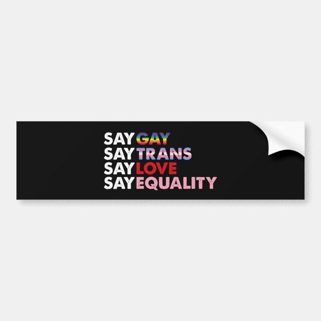 Say Gay Say Trans Say Liebe sagt Gleichberechtigun Autoaufkleber (Vorne)