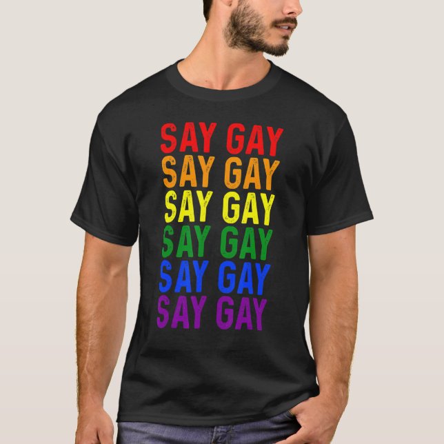 Say Gay wir sagen Gay Florida Lgbt Pride Flag T-Shirt (Vorderseite)