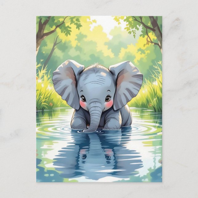 Say Hi mit diesem niedlichen Elephant Themed Postkarte (Vorderseite)
