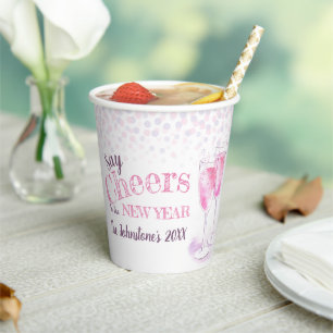 Say jubeln New Years rosa Champagner blubbly Pappbecher