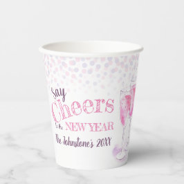 Say jubeln New Years rosa Champagner blubbly Pappbecher