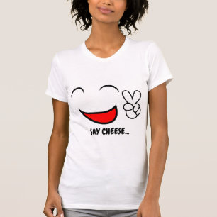 Say Käse   Funny lächelnd Gesicht Emoji T-Shirt