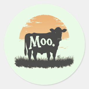 Say Moo — Niedliche Kuh-Silhouette Runder Aufkleber