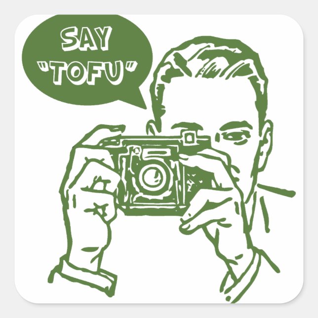 Say Tofu Quadratischer Aufkleber (Vorderseite)