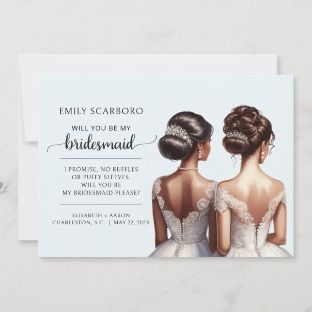 Say Yes African American Bridesmaid Vorschlag Einladung (Vorderseite)