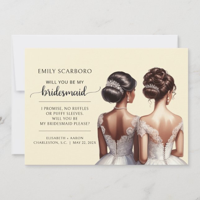 Say Yes African American Bridesmaid Vorschlag Einladung (Vorderseite)