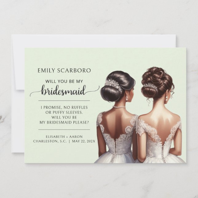 Say Yes African American Bridesmaid Vorschlag Einladung (Vorderseite)