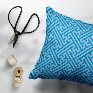 Sayagata Muster, Japanisch, Blau und Baby Blue Dekokissen