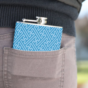 Sayagata Muster, Japanisch, Blau und Baby Blue Flachmann