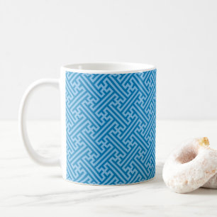 Sayagata Muster, Japanisch, Blau und Baby Blue Kaffeetasse