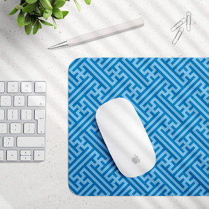 Sayagata Muster, Japanisch, Blau und Baby Blue Mousepad