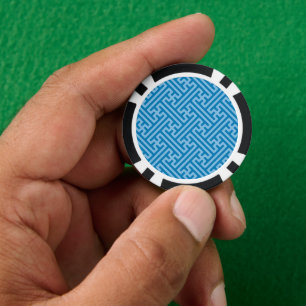 Sayagata Muster, Japanisch, Blau und Baby Blue Pokerchips