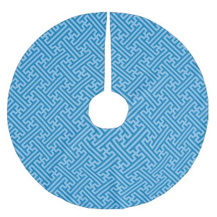 Sayagata Muster, Japanisch, Blau und Baby Blue Polyester Weihnachtsbaumdecke
