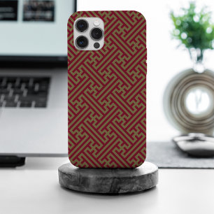 Sayagata Muster, Japanisch, Burgund und Gold iPhone 15 Pro Max Hülle