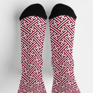Sayagata Muster, Japanisch, Burgund und Weiß Socken