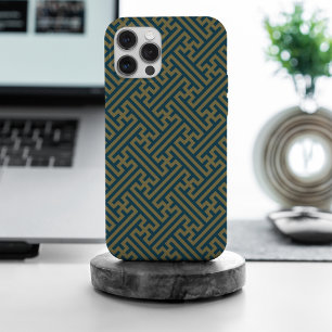 Sayagata-Muster, Japanisch, Gold und Marineblau iPhone 15 Pro Max Hülle