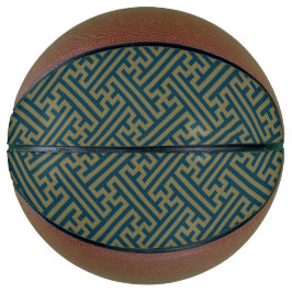Sayagata Muster, Japanisch, Gold und Navy Blue Basketball