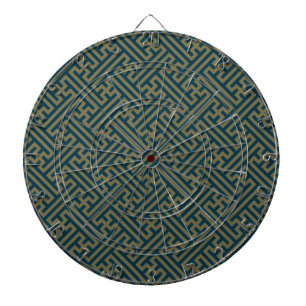 Sayagata Muster, Japanisch, Gold und Navy Blue Dartscheibe