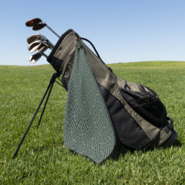 Sayagata Muster, Japanisch, Gold und Navy Blue Golfhandtuch