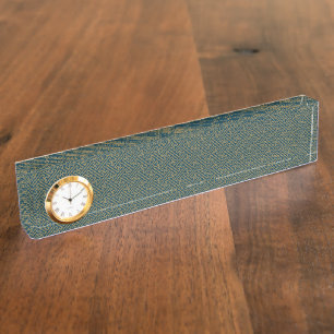 Sayagata Muster, Japanisch, Gold und Navy Blue Namensplakette