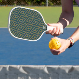 Sayagata Muster, Japanisch, Gold und Navy Blue Pickleball Schläger