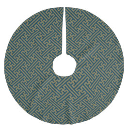 Sayagata Muster, Japanisch, Gold und Navy Blue Polyester Weihnachtsbaumdecke