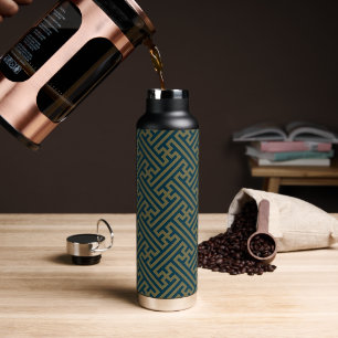 Sayagata Muster, Japanisch, Gold und Navy Blue Trinkflasche